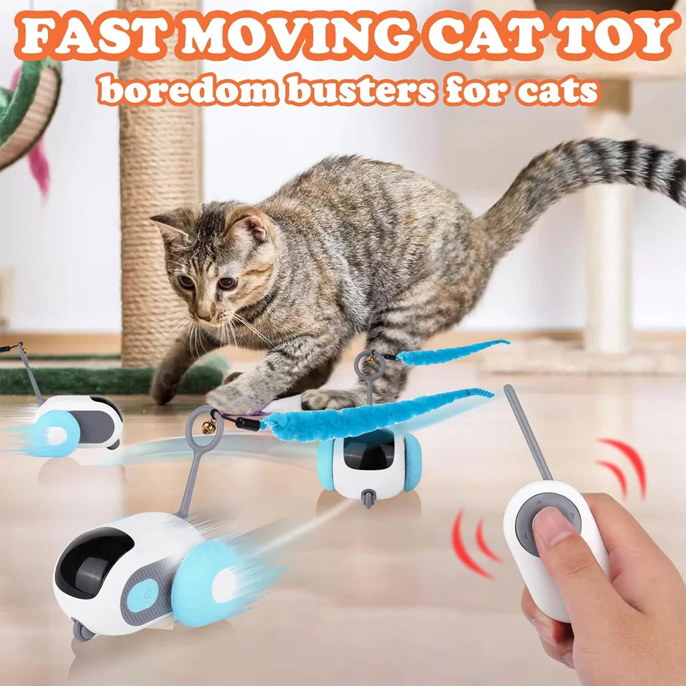 Interactive Smart Cat Toy - Automatic Remote-Controlled Moving Car for Fun Playtime & Training