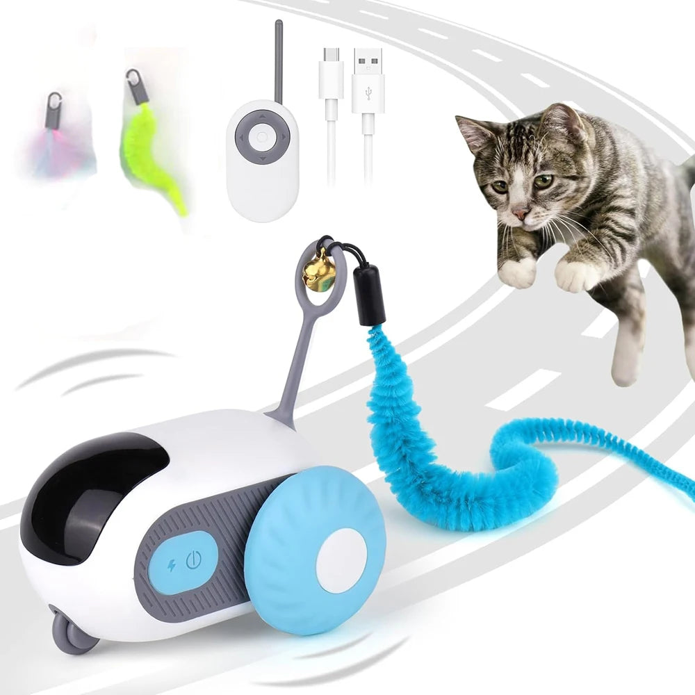 Interactive Smart Cat Toy - Automatic Remote-Controlled Moving Car for Fun Playtime & Training